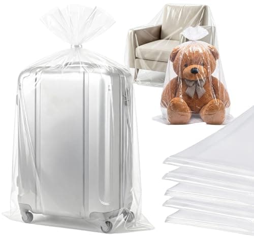 5 Pcs Extra Large Clear Plastic Storage Bags, 100×152cm Suitcase Cover