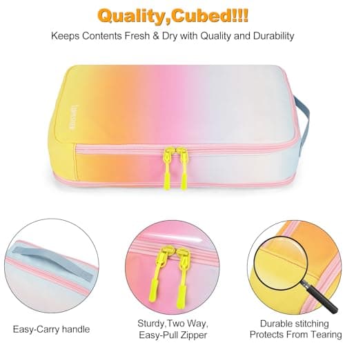 Compression Packing Cubes, Lumesner 8 Set Travel Essentials Packing Cubes for Carry on Suitcases, Compression Suitcase Organizers Bag Set & Travel Cubes (8-piece, Omber: Yellow/Blue) — view 6