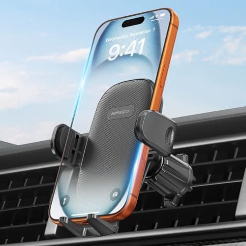 APPS2Car Car Phone Holder for Air Vent, One-Hand Paddle Release Car Mount, Adjustable Clamp Arms, 3-Level Extendable Foot, Anti-Slip Silicone Grip, Fits 4.7-6.8 Inch Smartphones