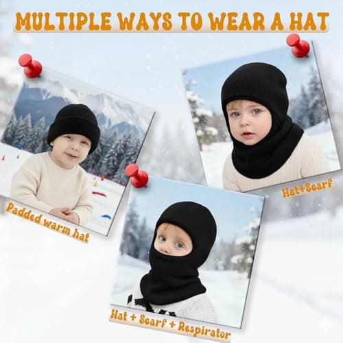 DRESHOW Kids Winter Warm Hat Scarf Baby Earflap Beanies Fleece Lined Knit Hood Toddler Hat Windproof Balaclava Kids 1-6 Years — view 3