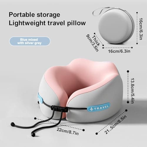 Vbvbip Pink Memory Foam Travel Neck Pillow - Ergonomic Support for Airplanes, Long Flights & Car Rides | Premium Comfort with Washable Cover & Portable Storage Box — view 2
