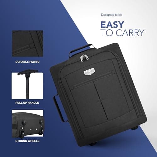 LUGG Cabin Size Lightweight Luggage - Durable 600D Polyester Snowflake Push Up Trolley - Solid Wheels - Easyjet, Ryanair, British Airways - Airway Locker (56x45x25cm) — view 5