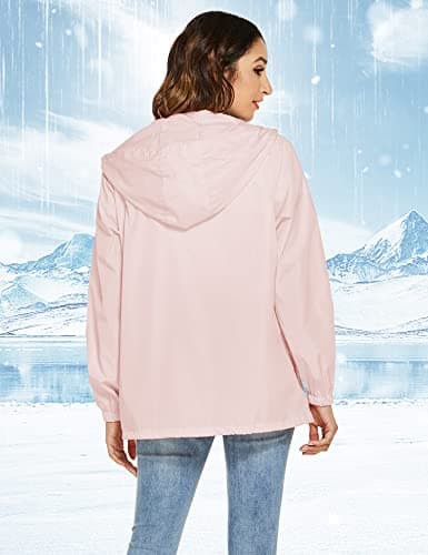 Rapbin Women's Raincoats Waterproof Thin Packable Rain Jacket Trench Coat — view 2