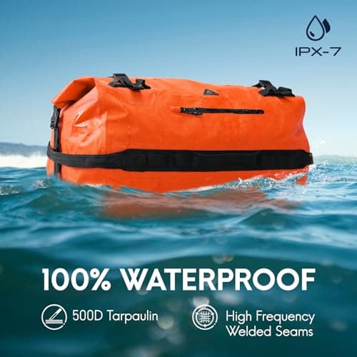 Haimont IPX7 Waterproof Roll-Top Dry Duffel Backpack Orange 60L — view 2