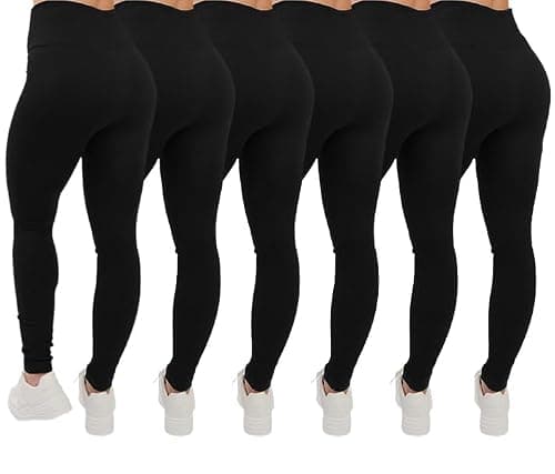Love My Fashions® Women's 6 Pack Super Soft High Waisted Elasticated Tummy Control Winter Warm Thick Fleece Lined Seamless Full-Length Leggings for Workout & Running — view 3
