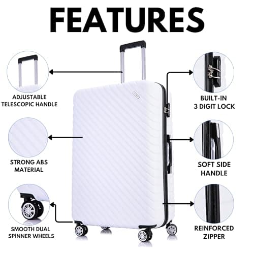 FLYMAX 32" Extra Large Suitcase 4 Wheel Lightweight Suitcases Luggage Hard Shell ABS Travel Case Hold Check in Fits 23kg - 35kg + 3 Digit Lock + 1 Year Warranty 125 Litre Capacity — view 3