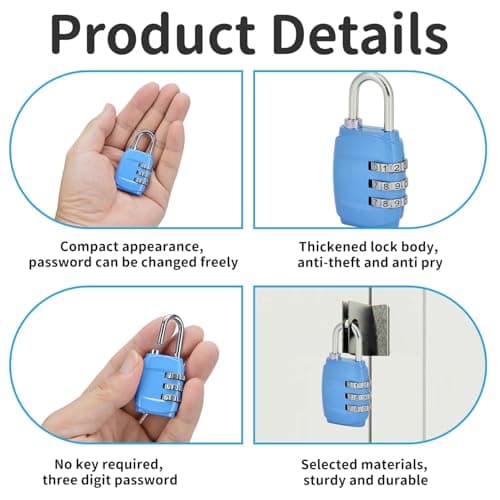 4-Piece Set of Compact Travel Locks for Secure Suitcase Protection During Journeys — view 3