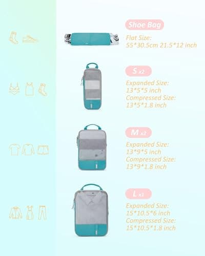 BAGSMART 6pcs Compression Travel Packing Cubes for Suitcases Backpack — view 2