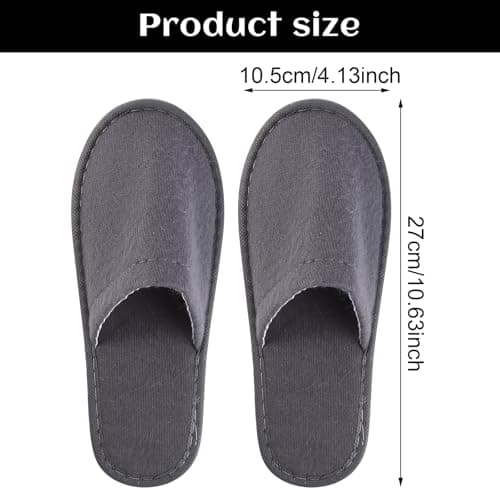 kuou Disposable Spa Slippers,12 Pairs Hotel Guest Slippers Grey Close Toes — view 5