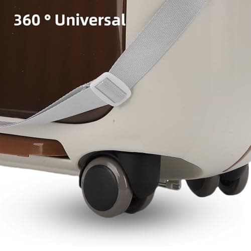 ZJchao Kids Ride On Luggage, 90° Sturdy PP ABS Folding Pedals Large Capacity Multi Functional Rideable Suitcase for Toddlers Travel (Brown) — view 6