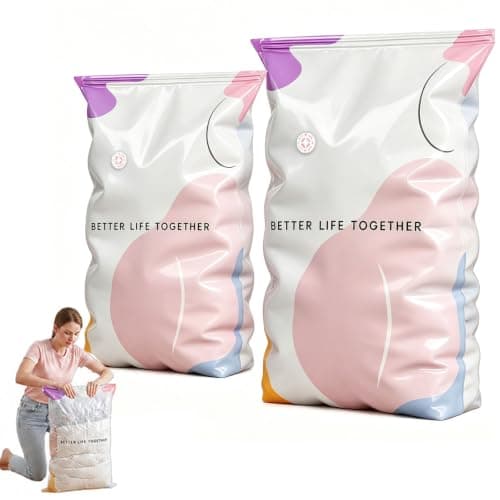 2 PCS No Pump 3D Vacuum Storage Bags, No Pump Vacuum Storage Bags for Space Saving Storage, Ideal for Travel and Home Organisation, Set of Two 3D Vacuum Compression Bags for Clothes and Bedding