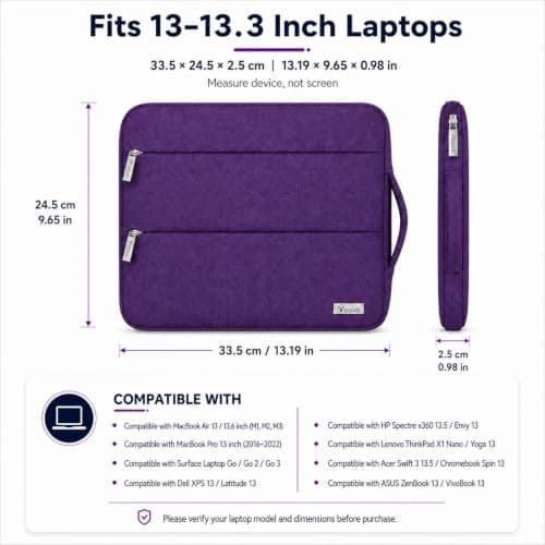Voova Laptop Sleeve 13.3 Inch, Laptop Case for MacBook Air, Purple — view 2
