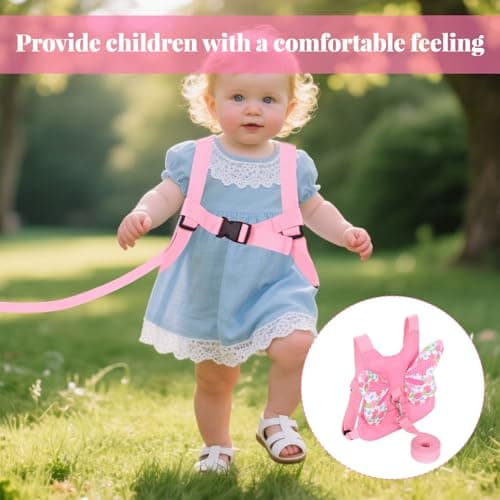 Toddler Leash Harness,Reins for Toddlers Girls,3-in-1 Backpack Leash for Toddlers,Butterfly Wings Design Toddler Reins for Walking 1-3 Years,Adjustable Safety Child Reins for Walking,1-6 Years (Pink) — view 4