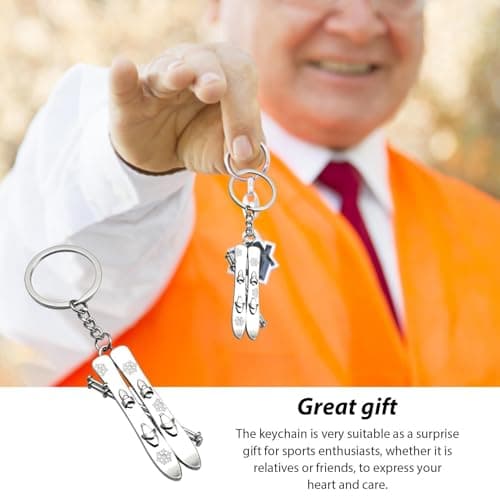 Ski Charm Keychain Cool Metal Keyring — view 2