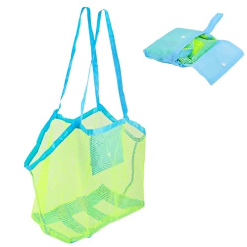 Svalor 1 Pcs Beach Toys Bag, Large Beach Bag,Foldable Mesh Beach Bags