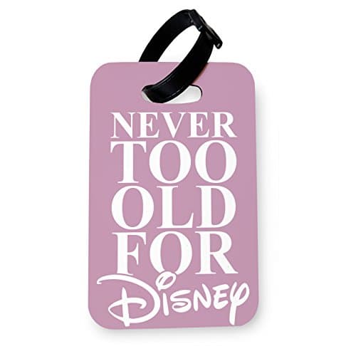 Lopo | Never Too Old for Disney - Pink | Printed Art Faux Leather Passport Cover/Luggage Tag Combo (Luggage Tag)