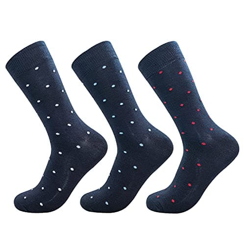 Jasmine Silk 3 Pairs Supersoft Mens Bamboo Socks Thermal Sock 7-11 Patterns (Navy Sky Red Classic)