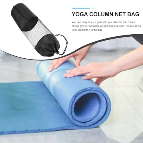 JOINPAYA 3 Piece Mesh Drawstring Yoga Gear Bags Lightweight Canvas Black — view 3
