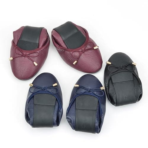 Ladies' Foldable Ballet Flats Portable Roll-Up Flats for Women Lightweight Slip-On Wedding & Party Shoes Comfortable Round Toe Design Compact Travel Footwear UK Navy — view 4