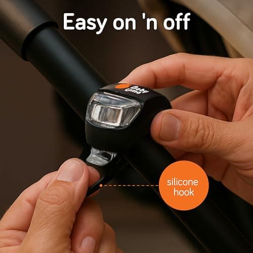 Baby Uma LED Pushchair Lights (4 Pack) - Universal with 3 Light Modes (Constant/Pulse/Strobe), Pram & Bike Lights Front and Back (2 White Headlights & 2 Red Taillights), Clip-On Bike Light Set — view 4