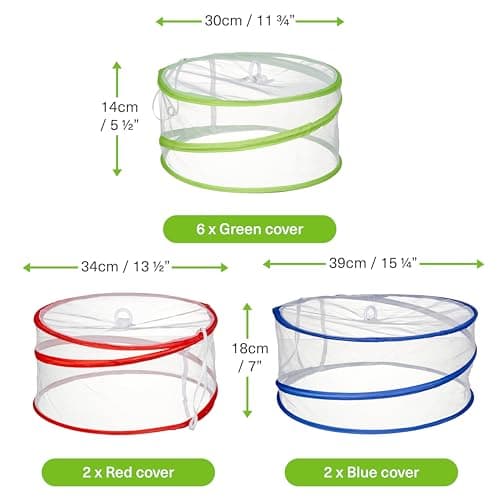 Bramble - Collapsible Pop-up Food Dome Covers, Insect Fly Proof Fine Mesh Screen Net Tents for Kitchen, and Outdoor BBQs, Picnics, Camping - 3 Sizes (10 Pack) — view 2