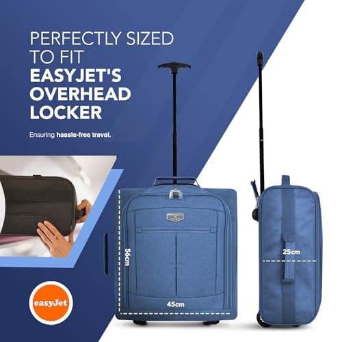LUGG Cabin Size Lightweight Luggage - Durable 600D Polyester Snowflake Push Up Trolley - Solid Wheels - Easyjet, Ryanair, British Airways - Airway Locker (56x45x25cm) — view 2