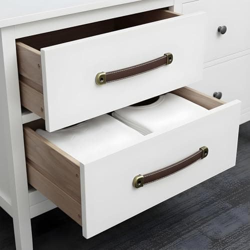 Classicseali 4 Pcs Leather Handles,Leather Drawer Pulls with Screws — view 6
