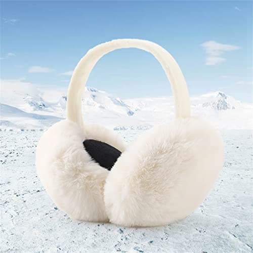 IHCEMIH Ear Muffs, Women Earmuffs Winter Accessories Fluffy Plush Foldable Adults Outdoor Thermal Ear Warmer Skiing Running Ears Covers Protector from Wind Cold Fashion Gift for Girls Ladies White — view 5