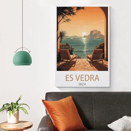 BaHeLs Es Vedra Ibiza Vintage Travel Posters Sunset 12x18inch(30x45cm) Canvas Wall Art Print Painting for Wall Decor Living Room Bedroom — view 4