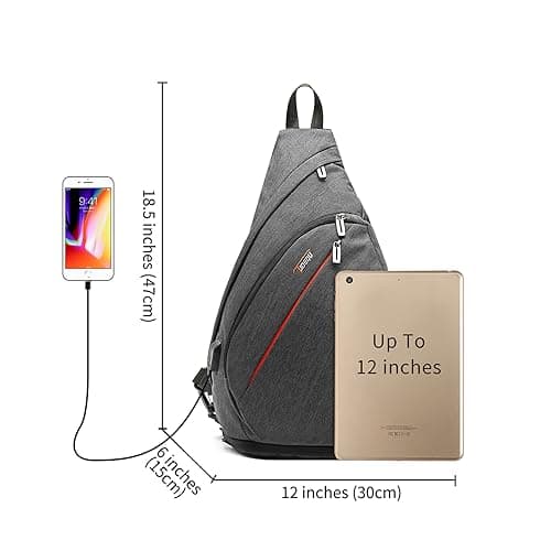 TUDEQU Large Sling Bag for Men 19L, Crossbody Backpack with 8 Pockets — view 2