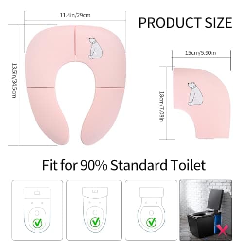 Foldable Baby Kids Potty Toilet Training Seat, Travel Portable Folding Toddler Toilet Seat, Non-Slip, with Carry Bag — view 2