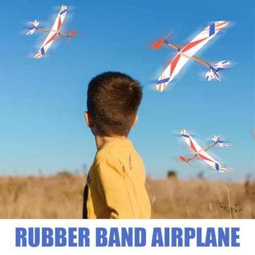 Throwing Glider Airplane - Rubber Band Powered Toy, Birthday Favor Plane, O — view 2