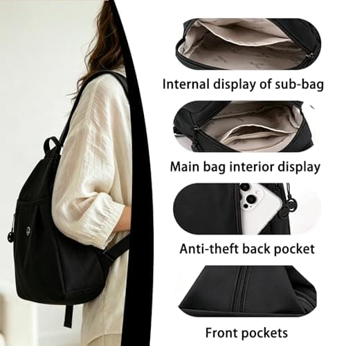 KFSCIP Anti Theft Backpack, Crossbody Bag, Anti Theft Bags for Women, Anti Theft Crossbody Bag Women, Mini Backpack, Antitheft Backpack Womens, Travel Tote Bags for Women, 20 cm Width 12 cm Depth — view 5
