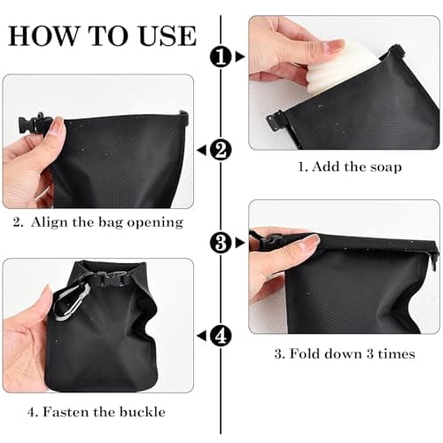 Anseom Waterproof Travel Soap Bag, Portable Sealing Foaming Mesh Bag, Leakproof Soap Bar Case Breathable Pouch for Camping Outdoor (Black) — view 4