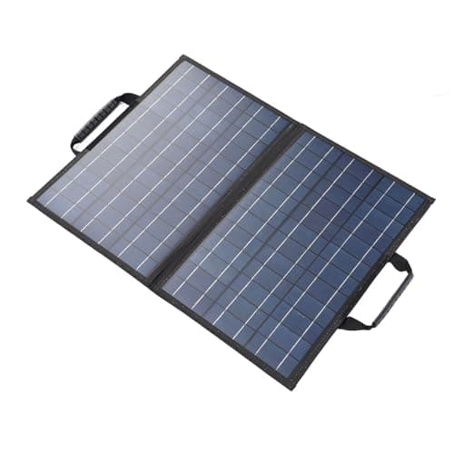 80 Watt 12 Volt Polycrystalline Solar Panel Starter Kit with Angle Adjust Meter Foldable 2 USB 1 Type C 1 DC Port Portable Solar Charger