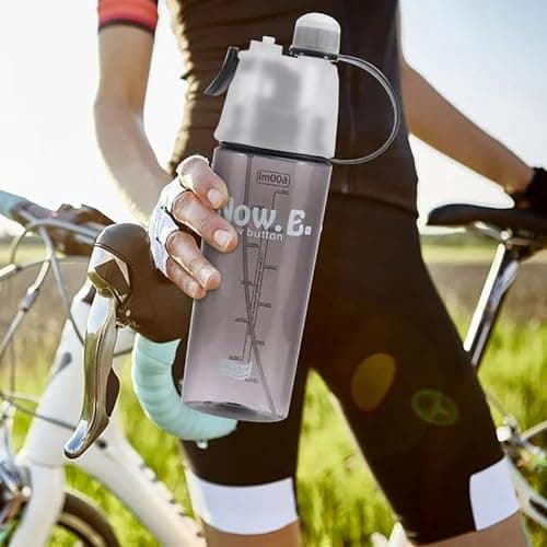 Spray Water Bottle,Drinking And Misting Water Bottle - Unique Mist Lock Design,Portable Leak-Proof Spray Cup For Cycling Fitness Camping Hiking Outdoors Sports For Hydration (Black) — view 4