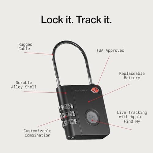 KeySmart SmartLock Tracking Luggage Locks TSA Approved-Compatible with Apple Find My App, Bluetooth GPS Tracker, Replaceable Non-Rechargeable Battery, Lock Your Suitcases and Keep Track of It (1 Pack) — view 2