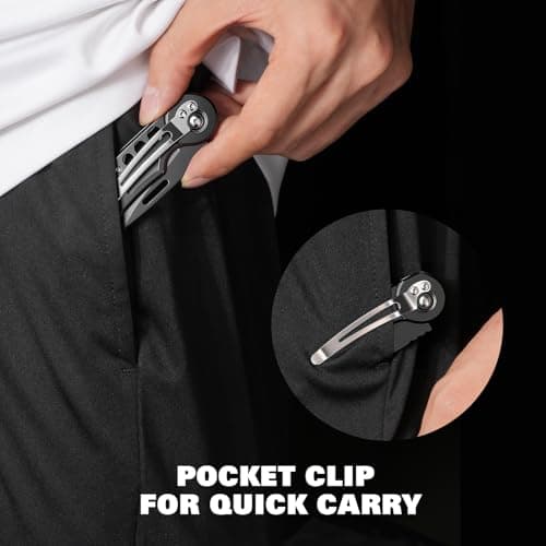 DRACHENADER 2-Piece Folding Pocket Knife Set W33-Y+H, UK Legal Non-Locking Knives with 2.40" Blade, Stainless Steel Silver, Black Mini Knives for Package Opening, Two-Hand Opening Non-Assisted Knife — view 6