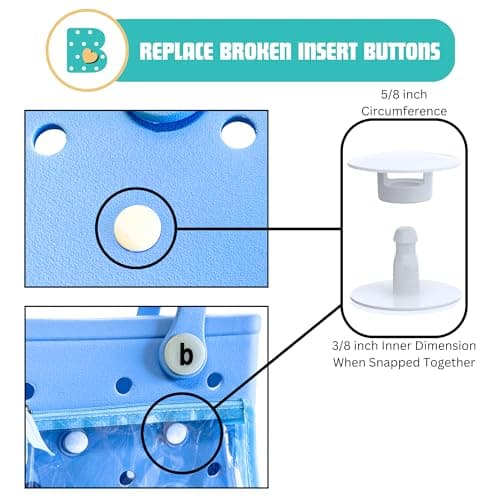 2-Pack Insert Replacement Rivets for Clear Zipper Pouch. Compatible with Bogg Bag and Most Beach Tote Clear Inserts. Fix Your Beach Bag Insert Quickly and Easily — view 2