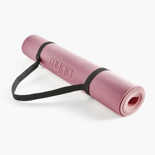 Myga Yoga Mat with Carry Strap – Non-Slip, Lightweight & Durable Exercise Mat for Yoga, Pilates & Fitness – Sweat-Resistant & Easy to Clean – 173cm x 61cm x 4mm - Choice of Colour (Nostalgia Rose) — view 5