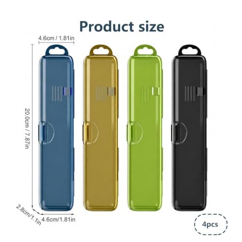 GYTFOG 4 Pack Toothbrush Travel Holder, Toothbrush Travel Case, Portable Travel Toothbrush Holder, Toothbrush Cover for Fitness Daily Use, Blue Black Green Brown — view 2