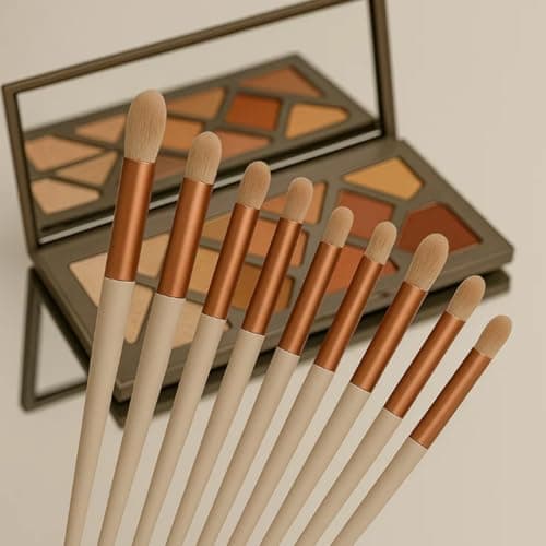 13-Piece Brown Makeup Brush Set with Carrying Pouch with Storage Bag Portable Travel Size Make Up Brush Set for Foundation Powder Eye Shadow Contour handles Soft Dense Bristles (Brown Brush & Bag) — view 3