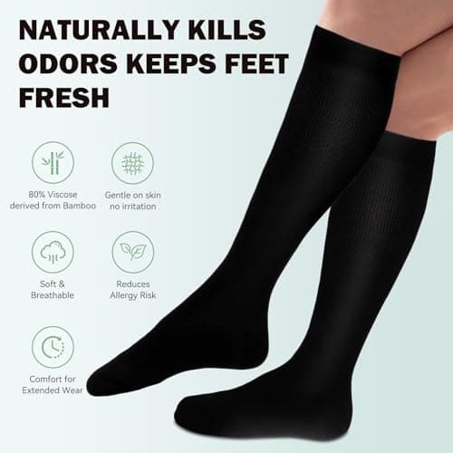 Bamboo Compression Socks for Women & Men, 3 Pairs Bamboo Viscose Socks, Compression Stockings Flight & Travel Support Socks for Work, Pregnancy, Cycling, Flying, Sports, Long Standing — view 3