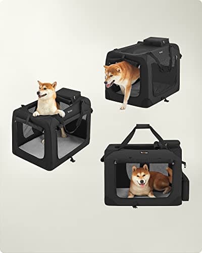Feandrea Foldable Pet Carrier Bag, Portable Cat Dog Carrier, Soft Sided Pet Travel Carrier with Breathable Mesh, with Handles, Storage Pockets, 70 x 52 x 52 cm, Black PDC70H — view 6
