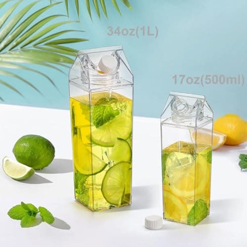 Yarlung 6 Pack Plastic Milk Box, 17 Oz/500ml Clear Portable Milk Carton Water Bottle Square Juice Bottle for Outdoor Sports Travel Camping Activities - BPA Free Environment Friendly Material — view 3
