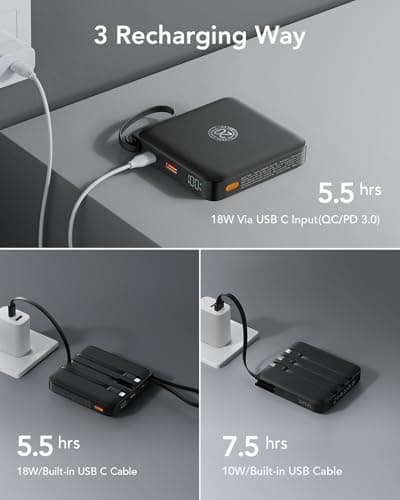 VRURC Portable Power Bank Built-in Cables 20000mAh 22.5W Fast Charging — view 6