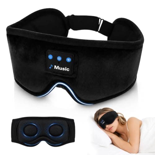 Hittriu Sleep Mask Headphones Bluetooth, Velvet Blackout Eye Mask Sleepers