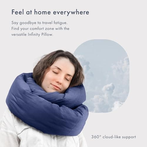 Huzi Infinity Pillow - Travel Neck Pillow - Versatile Soft 360 Support Scarf - Machine Washable - Home Travel Flight Road Trips (Navy) — view 2