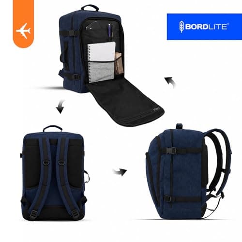 Bordlite EasyJet Cabin Backpack 45x36x20cm Navy – Underseat Cabin Bag for Ryanair, Wizz Air & 30+ Airlines, Lightweight Carry On Travel Backpack with Compression Straps & Laptop Storage — view 5