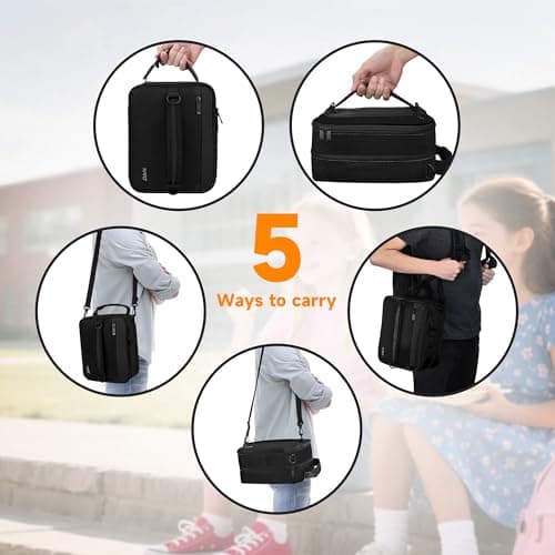 Kato Tirrinia Expandable Insulated Lunch Bag, 10L Lunch Cooler Bag with Shoulder Strap for Men and Women, Leakproof Lunch Box Bag, Suitable for Work School Travel Picnic Camping Beach, Black — view 6